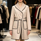 Women's Contrast-Trim Wool-Look Coat