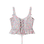 Women's Floral Lace-Up Strapless Top