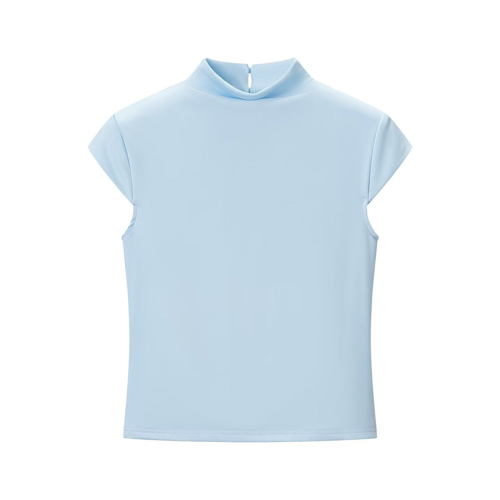 Women's Lace-Stitching Stand-Collar T-Shirt