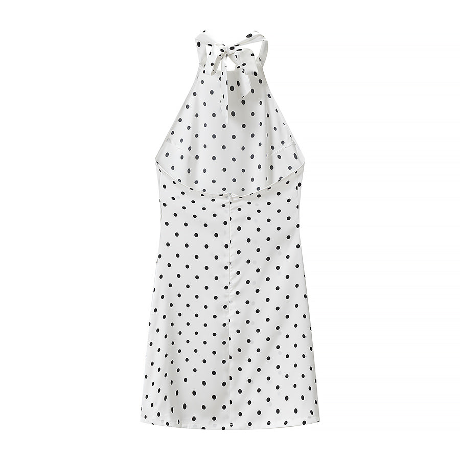 Women's Polka-Dot Backless Halter Dress