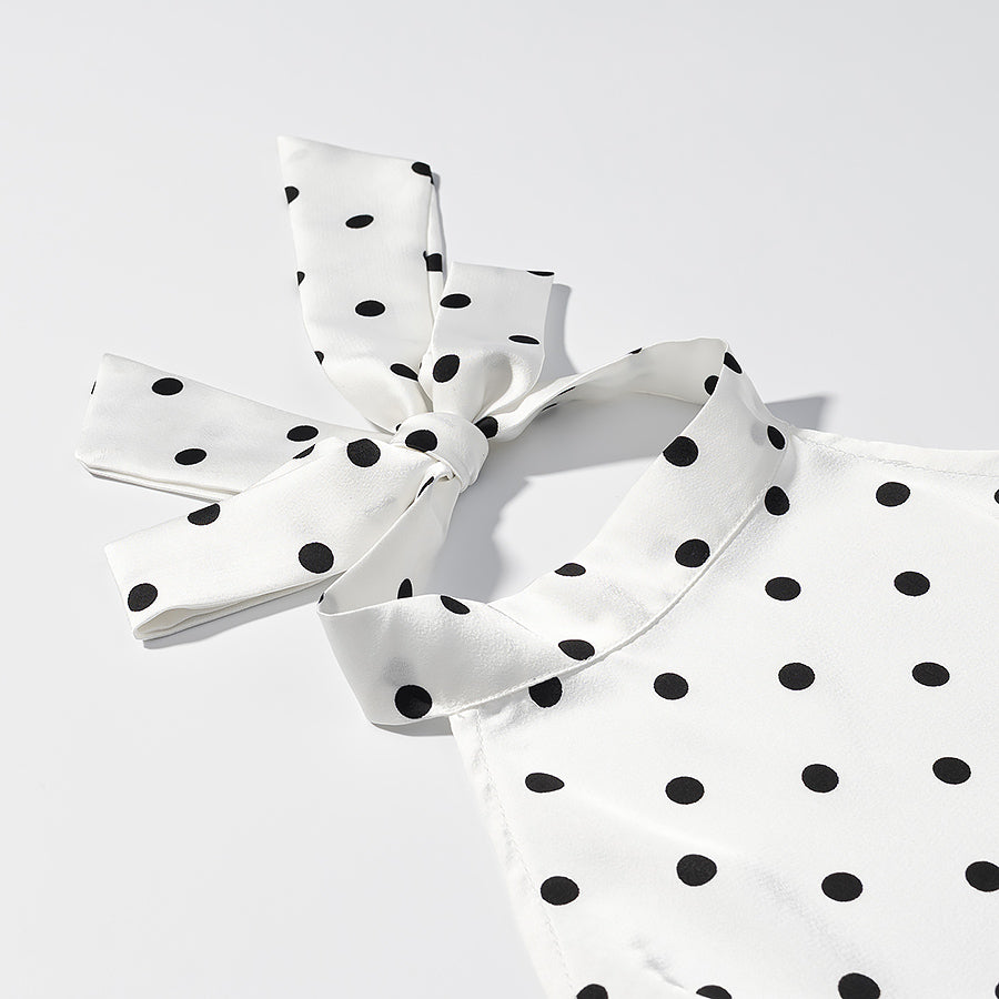 Women's Polka-Dot Backless Halter Dress