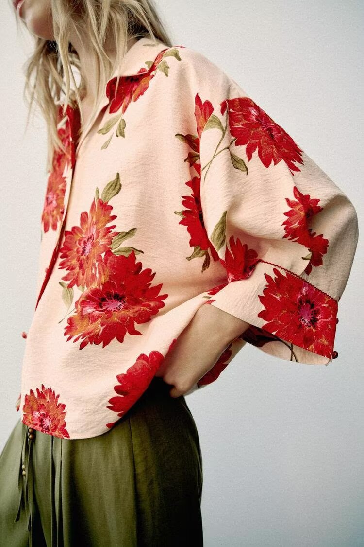Women's Floral Print Button-Front Shirt