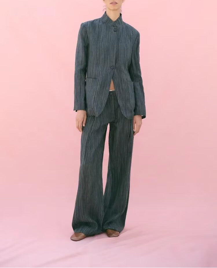 Women's Striped Blazer and Pants Set