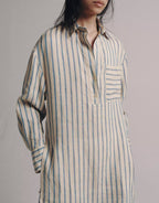 Women's Striped Linen Shirt Dress
