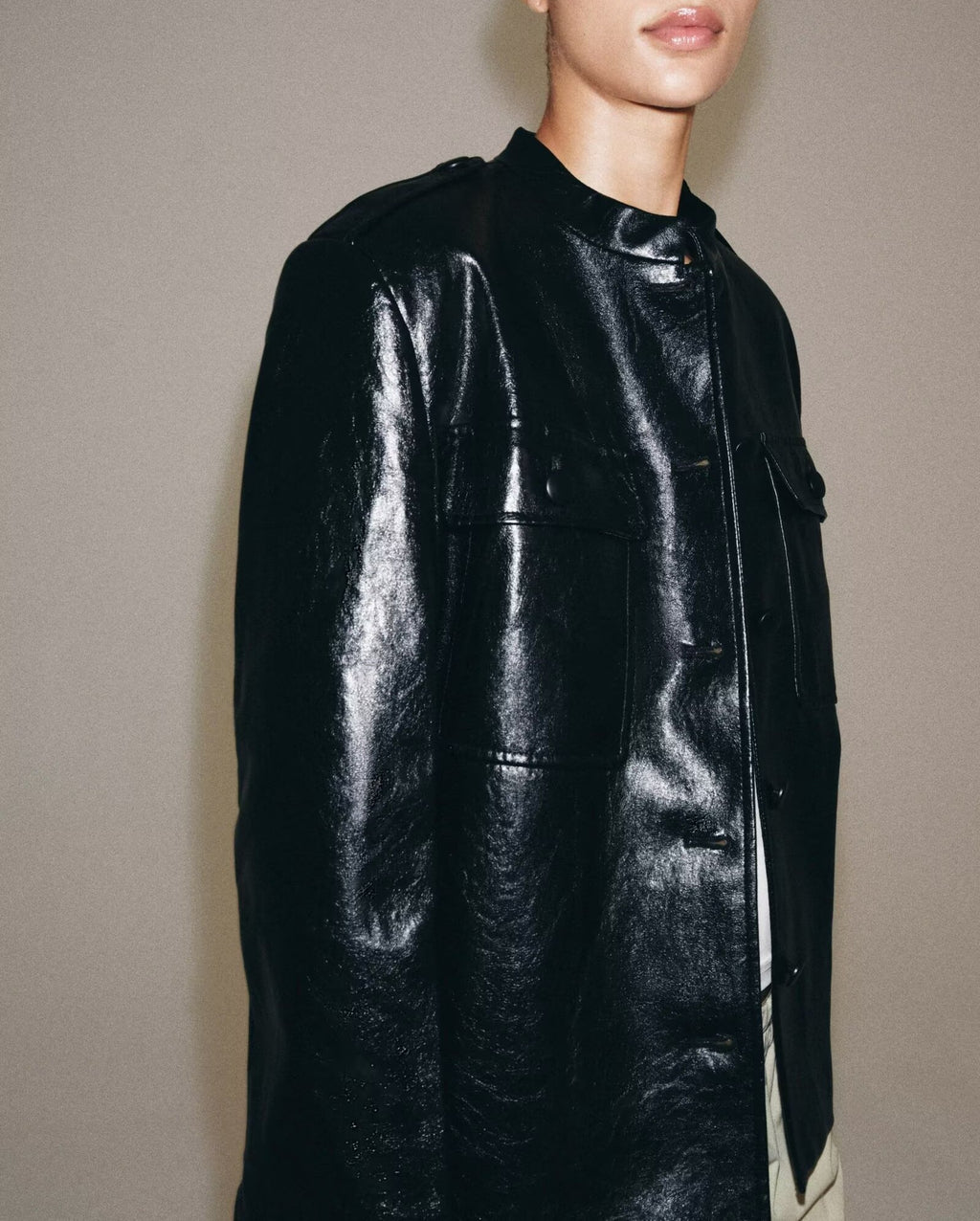 Women's Leather-Look Belted Jacket