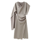 Women's Satin-Texture Asymmetric Midi Dress