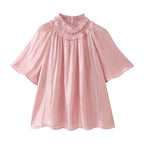 Women's Ruffle-Detail Button Blouse