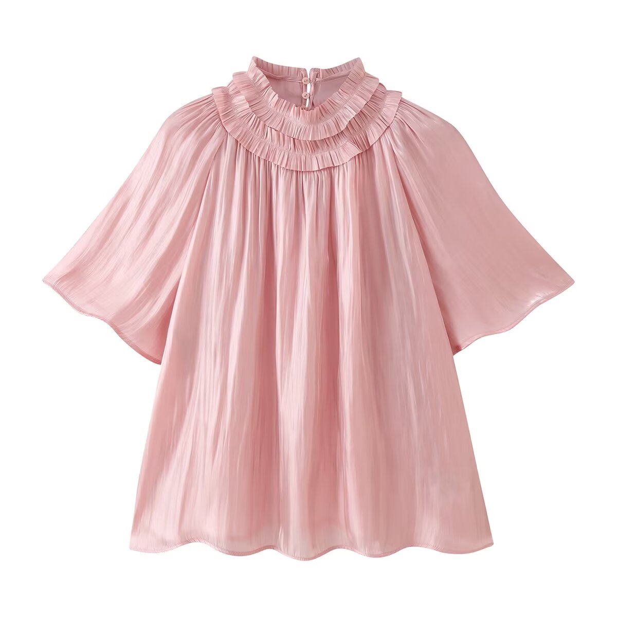 Women's Ruffle-Detail Button Blouse