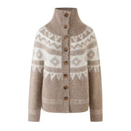 Women's Geometric Jacquard Button Cardigan