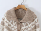 Women's Geometric Jacquard Button Cardigan