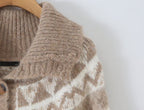 Women's Geometric Jacquard Button Cardigan