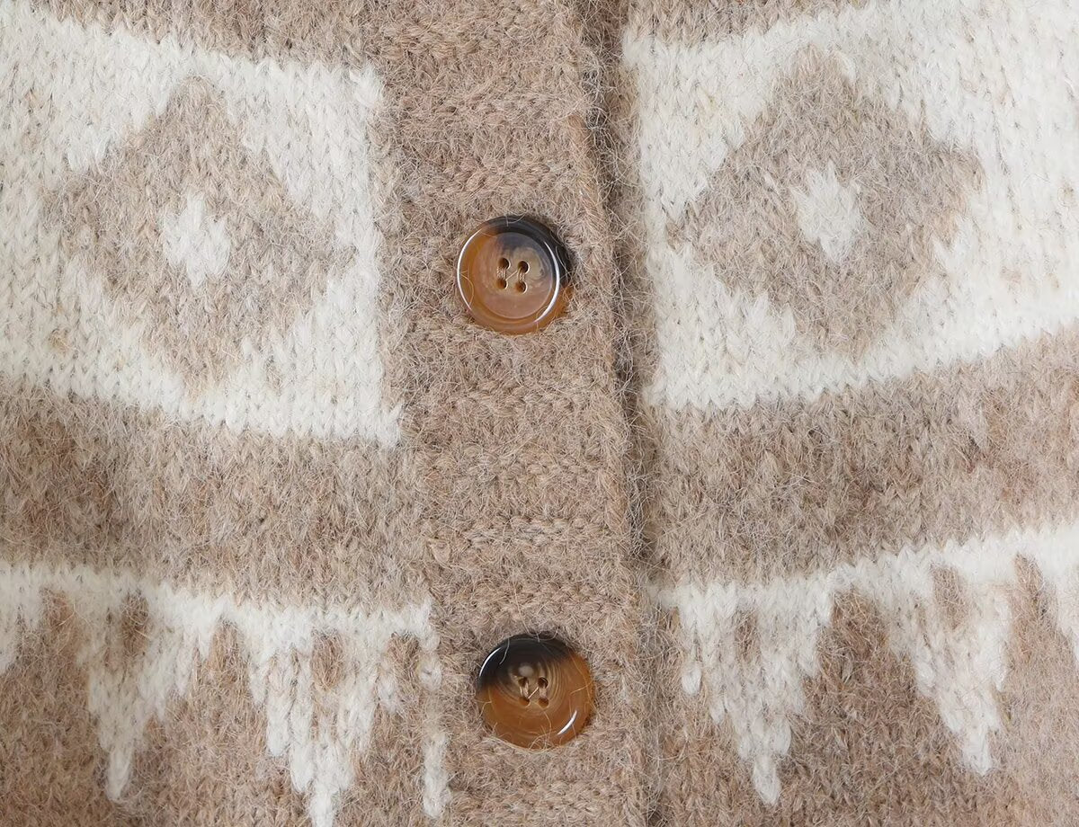 Women's Geometric Jacquard Button Cardigan