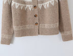 Women's Geometric Jacquard Button Cardigan