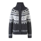 Women's Contrast-Color Jacquard Knit Cardigan