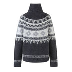 Women's Contrast-Color Jacquard Knit Cardigan