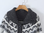 Women's Contrast-Color Jacquard Knit Cardigan