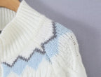 Women's Retro Jacquard Zip-Up Cardigan