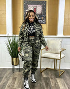 Women's Camouflage Denim Two-Piece Set