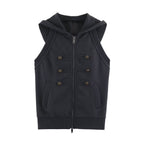 Women's Hooded Double-Breasted Sleeveless Vest