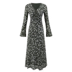 Women's French Floral V-Neck Maxi Dress