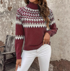 Women's Mock-Neck Jacquard Knit Sweater
