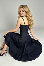 Women's Sleeveless Halter Denim Dress