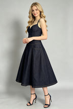 Women's Sleeveless Halter Denim Dress