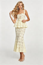 Women's Lace Formal Dress with Belted Waist
