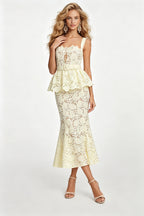 Women's Lace Formal Dress with Belted Waist