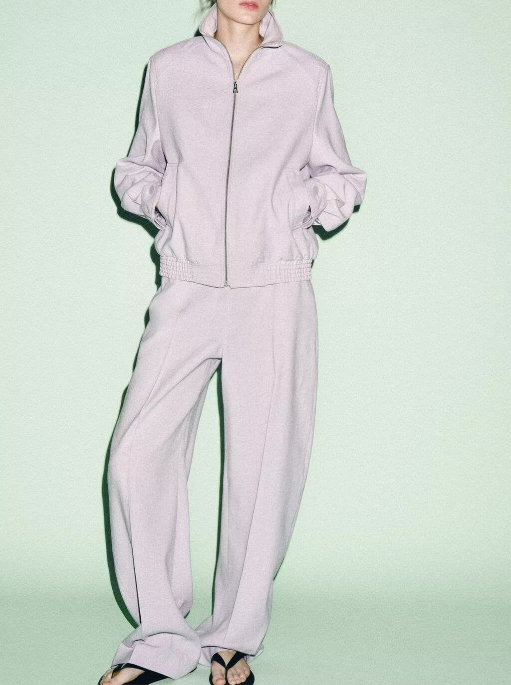 Women's Turtleneck Bomber Jacket and Balloon Pants Set