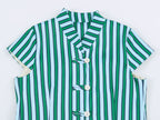 Women's Striped Button-Up Top and Wide-Leg Pants Set