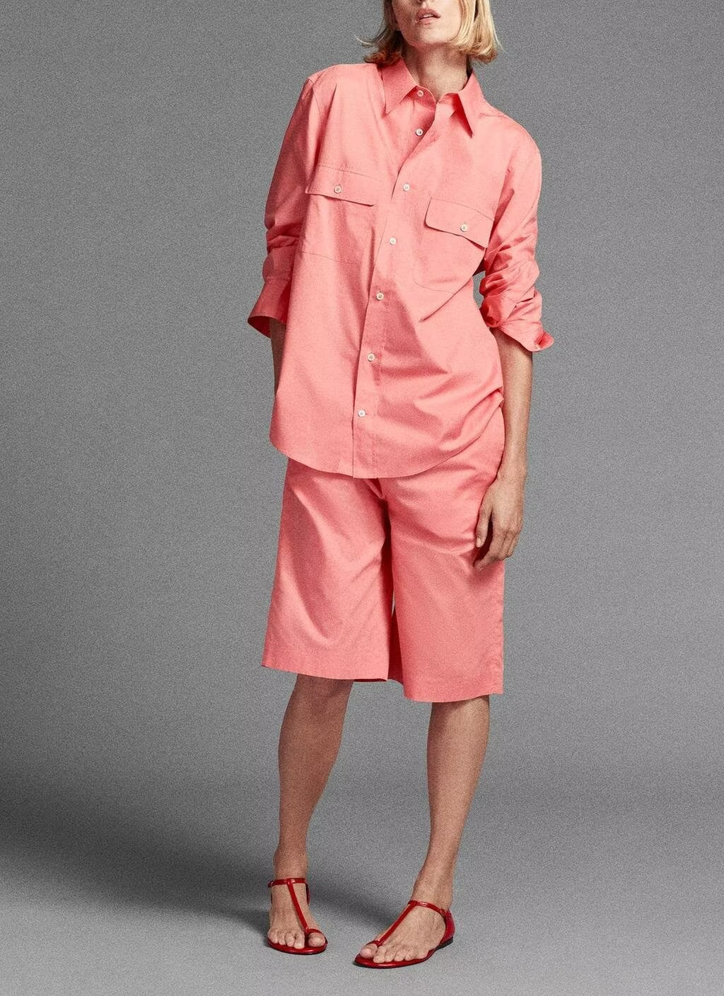 Women's Poplin Shirt and Shorts Set