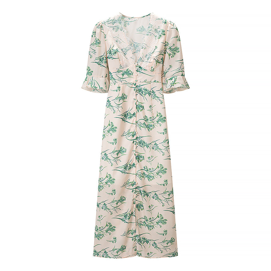 Women's Lace Deep-V Slim-Fit Dress