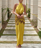 Women's Sleeveless Printed Backless Dress
