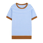 Women's Contrast-Color Striped Knit Top