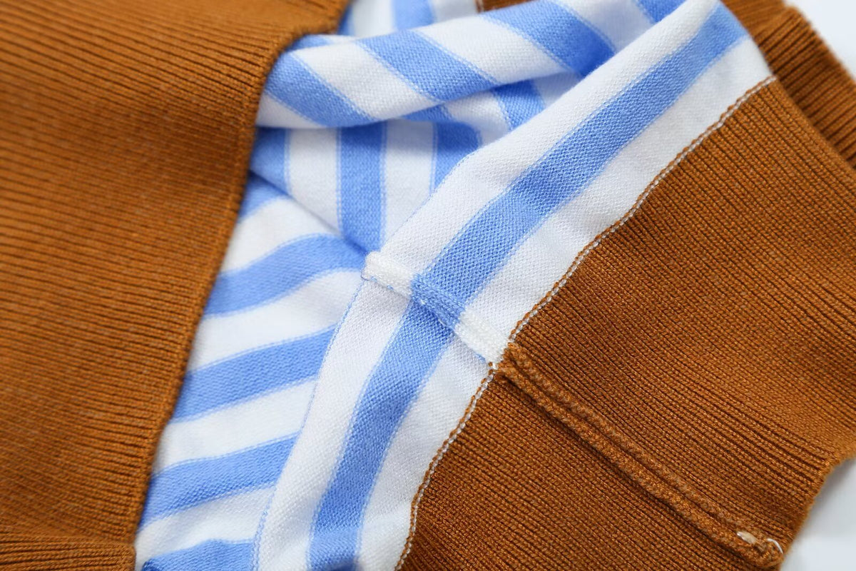 Women's Contrast-Color Striped Knit Top