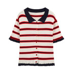 Women's Striped Short-Sleeve Knit Jacket