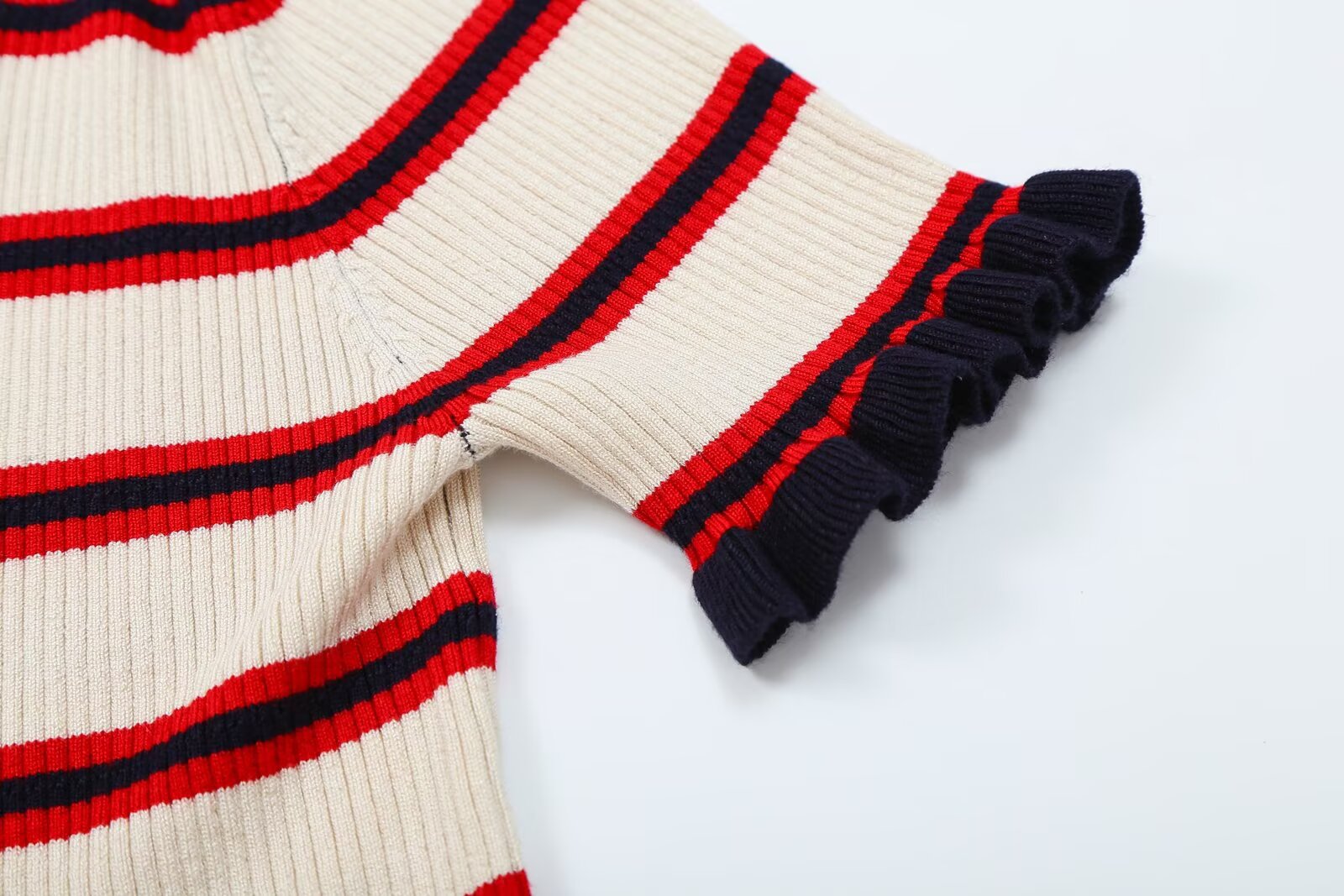 Women's Striped Short-Sleeve Knit Jacket