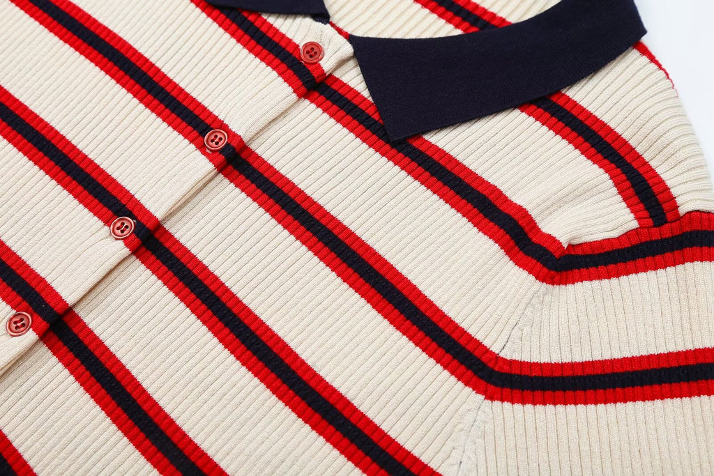 Women's Striped Short-Sleeve Knit Jacket
