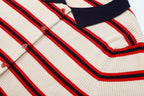 Women's Striped Short-Sleeve Knit Jacket