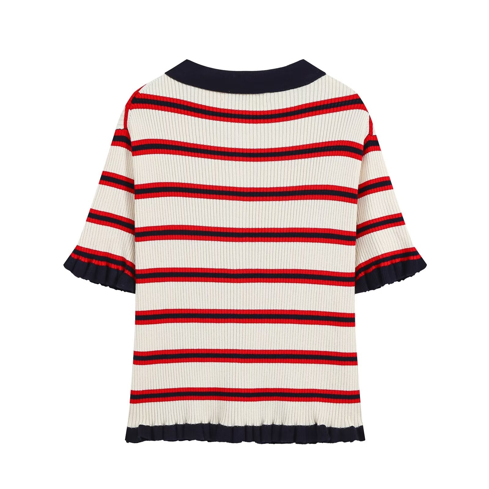Women's Striped Short-Sleeve Knit Jacket