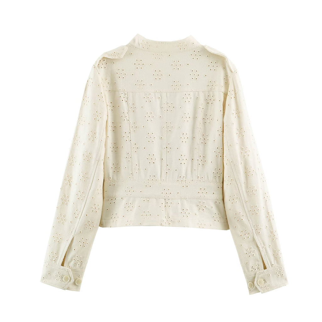 Women's Embroidered Cutout Autumn Coat
