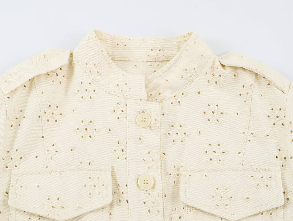 Women's Embroidered Cutout Autumn Coat