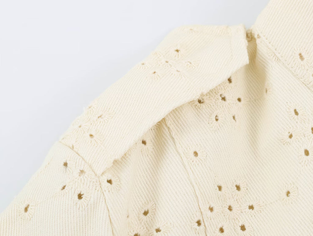 Women's Embroidered Cutout Autumn Coat