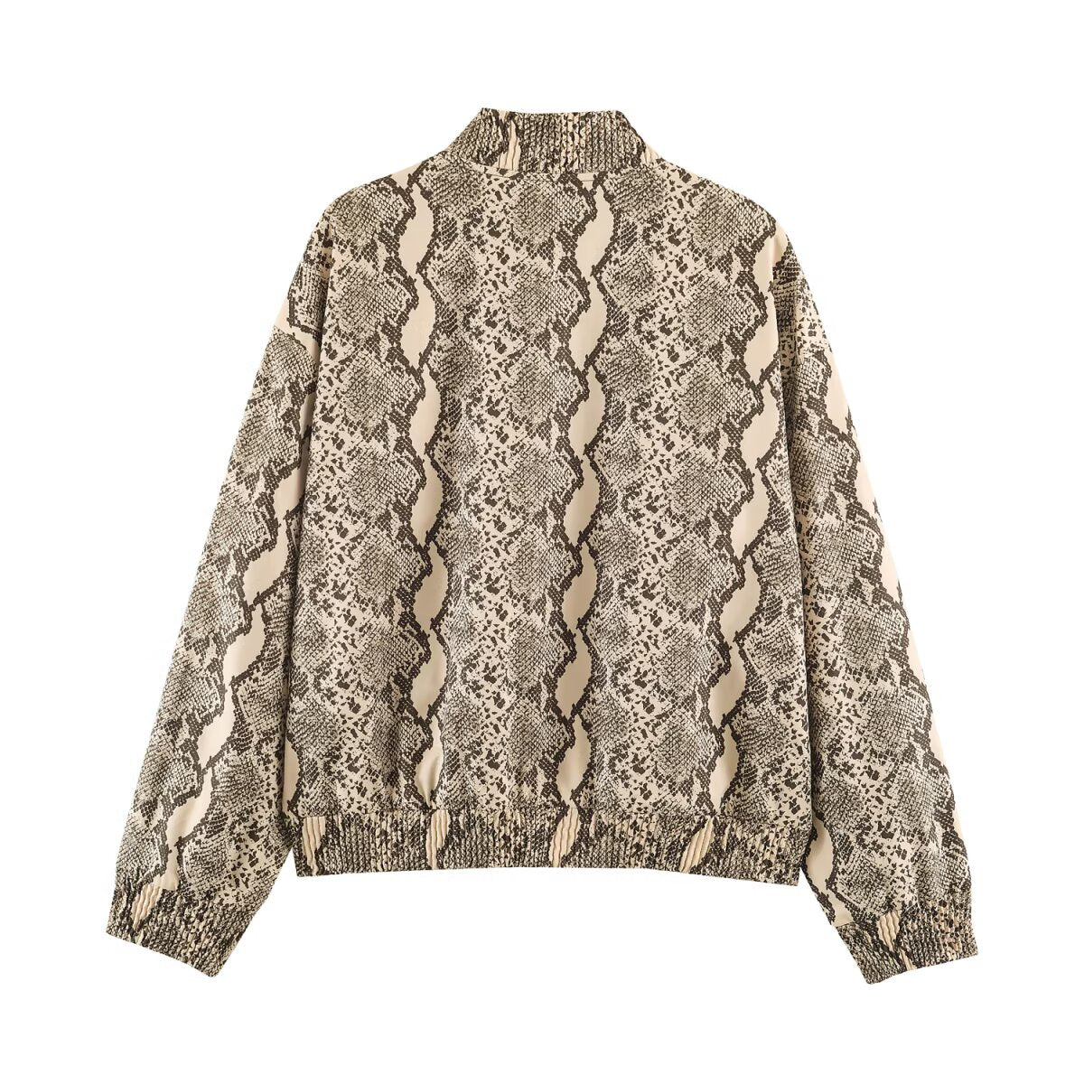 Women's Snake-Print Stand-Collar Jacket