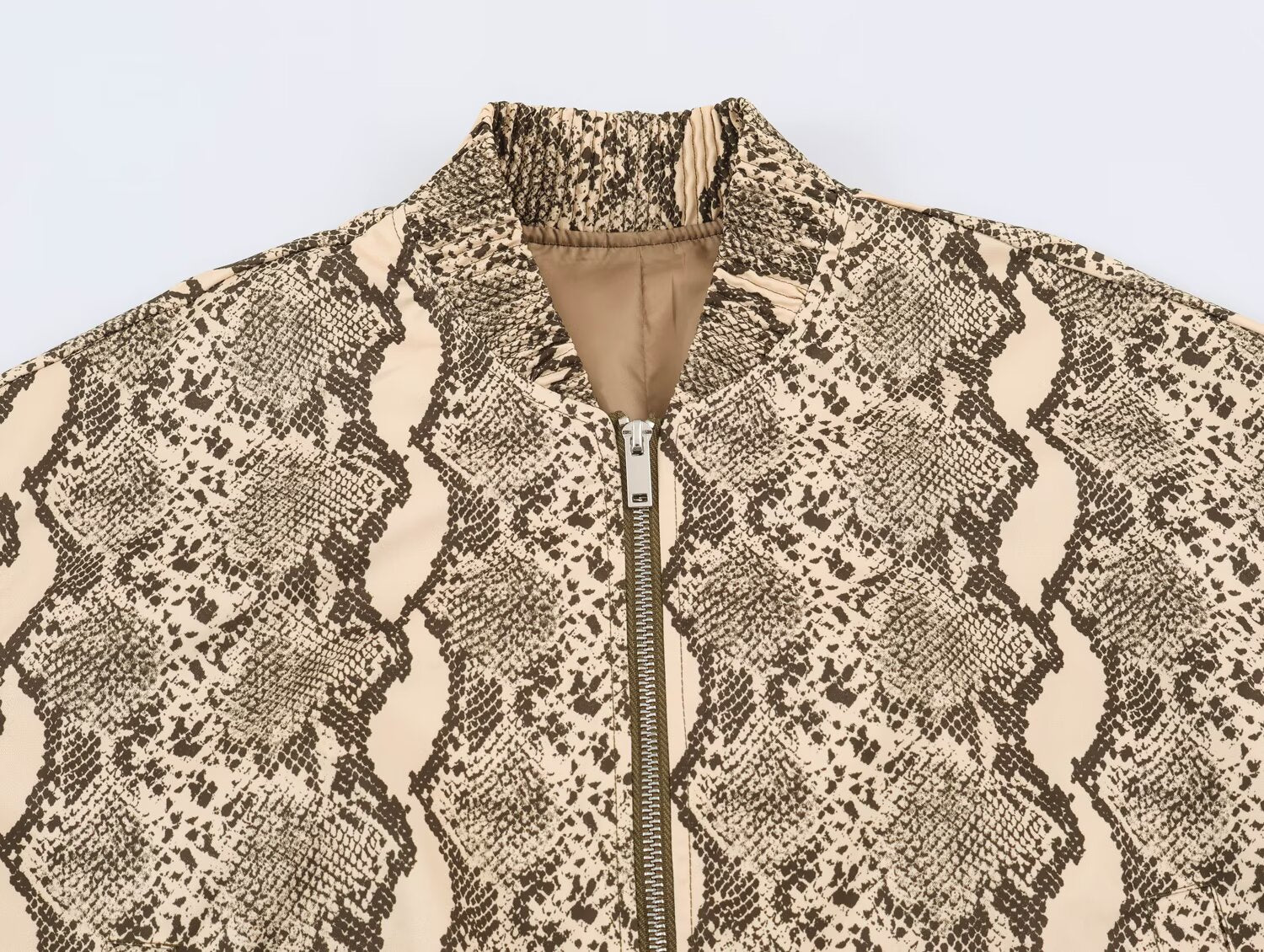 Women's Snake-Print Stand-Collar Jacket