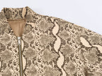 Women's Snake-Print Stand-Collar Jacket