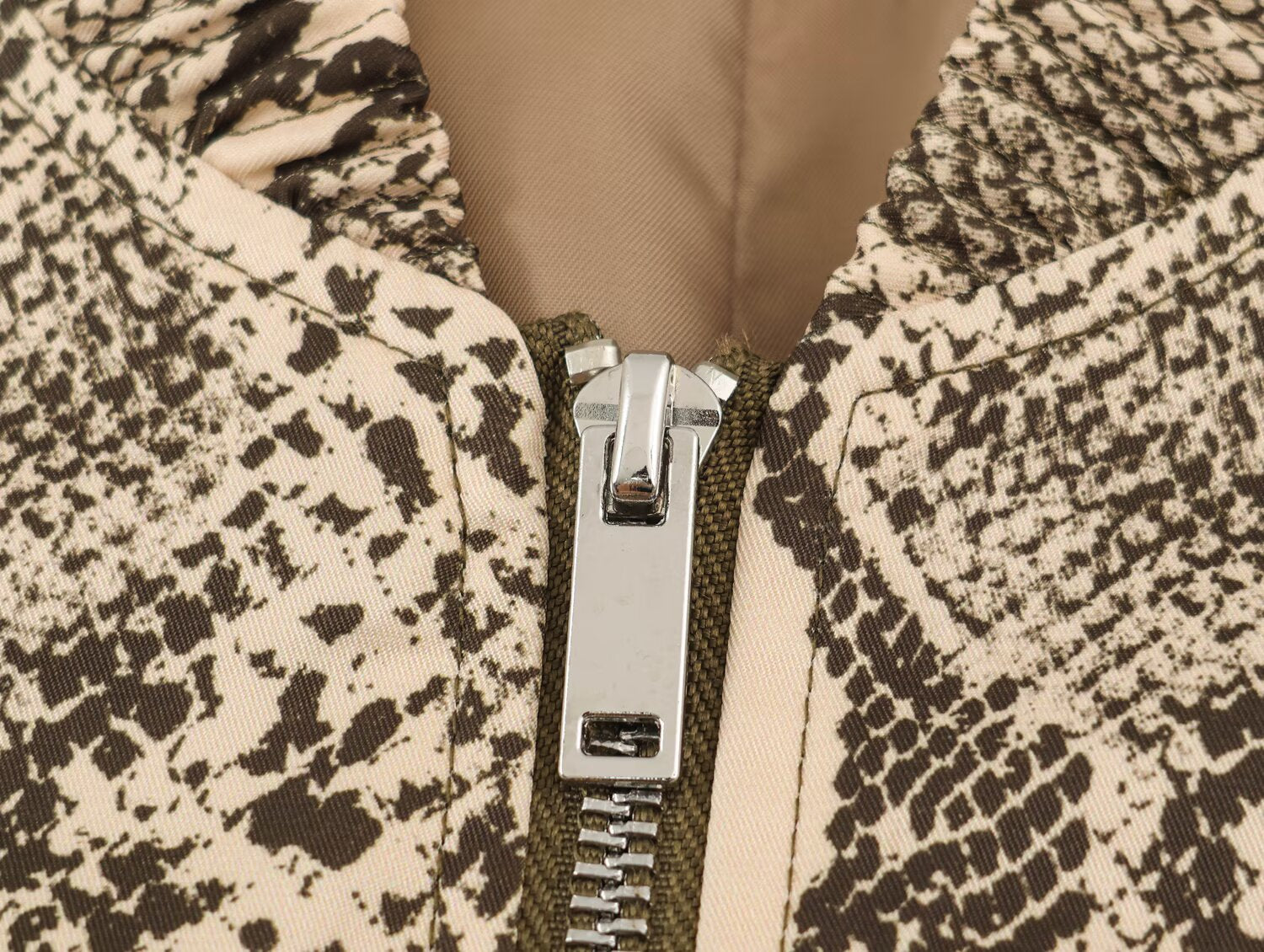 Women's Snake-Print Stand-Collar Jacket