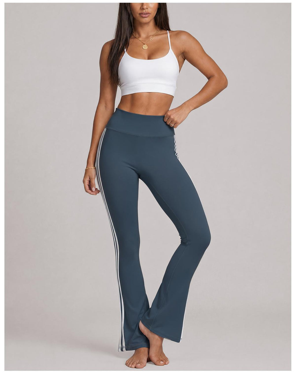 Women's Striped Yoga Bra & Pants Set