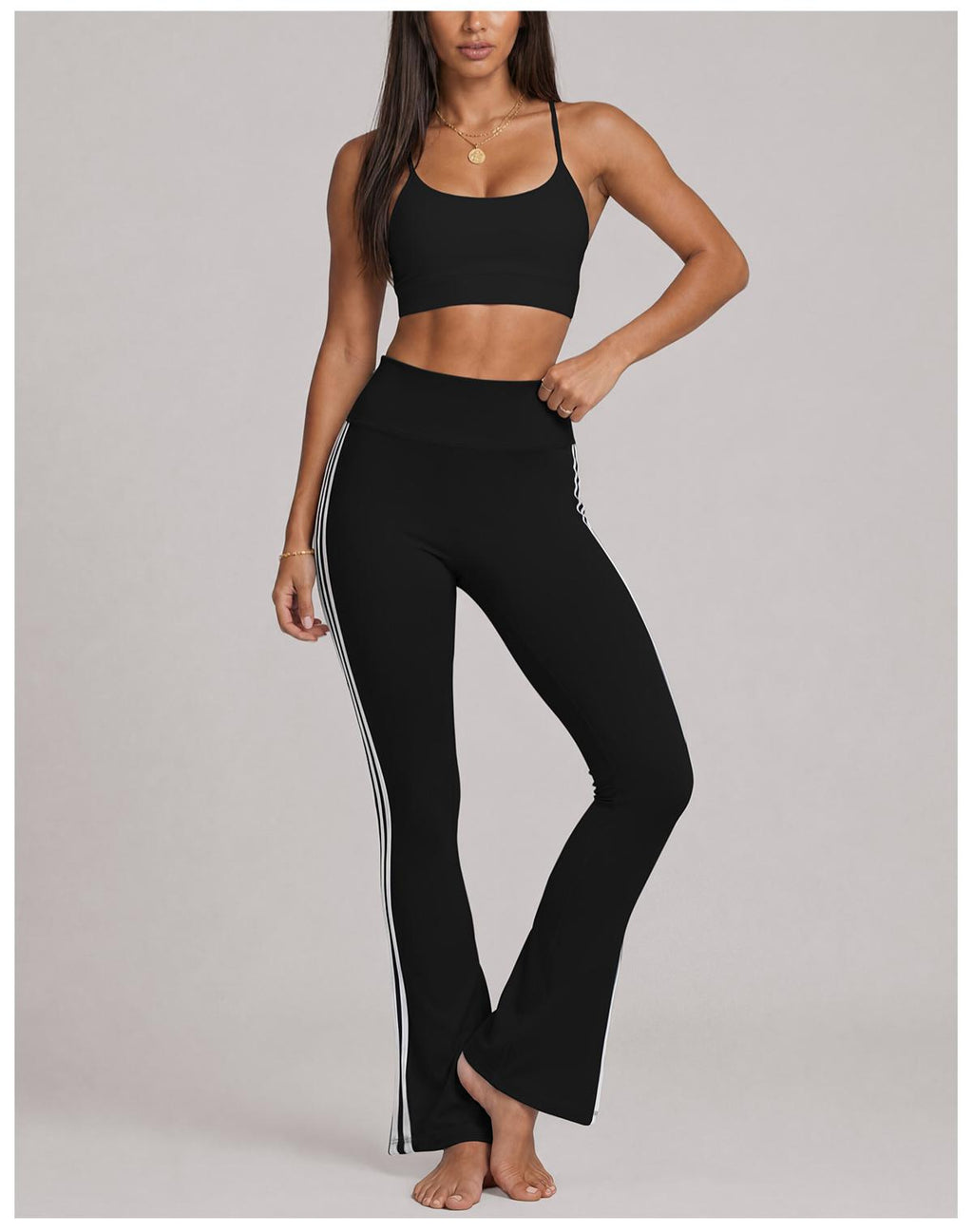 Women's Striped Yoga Bra & Pants Set